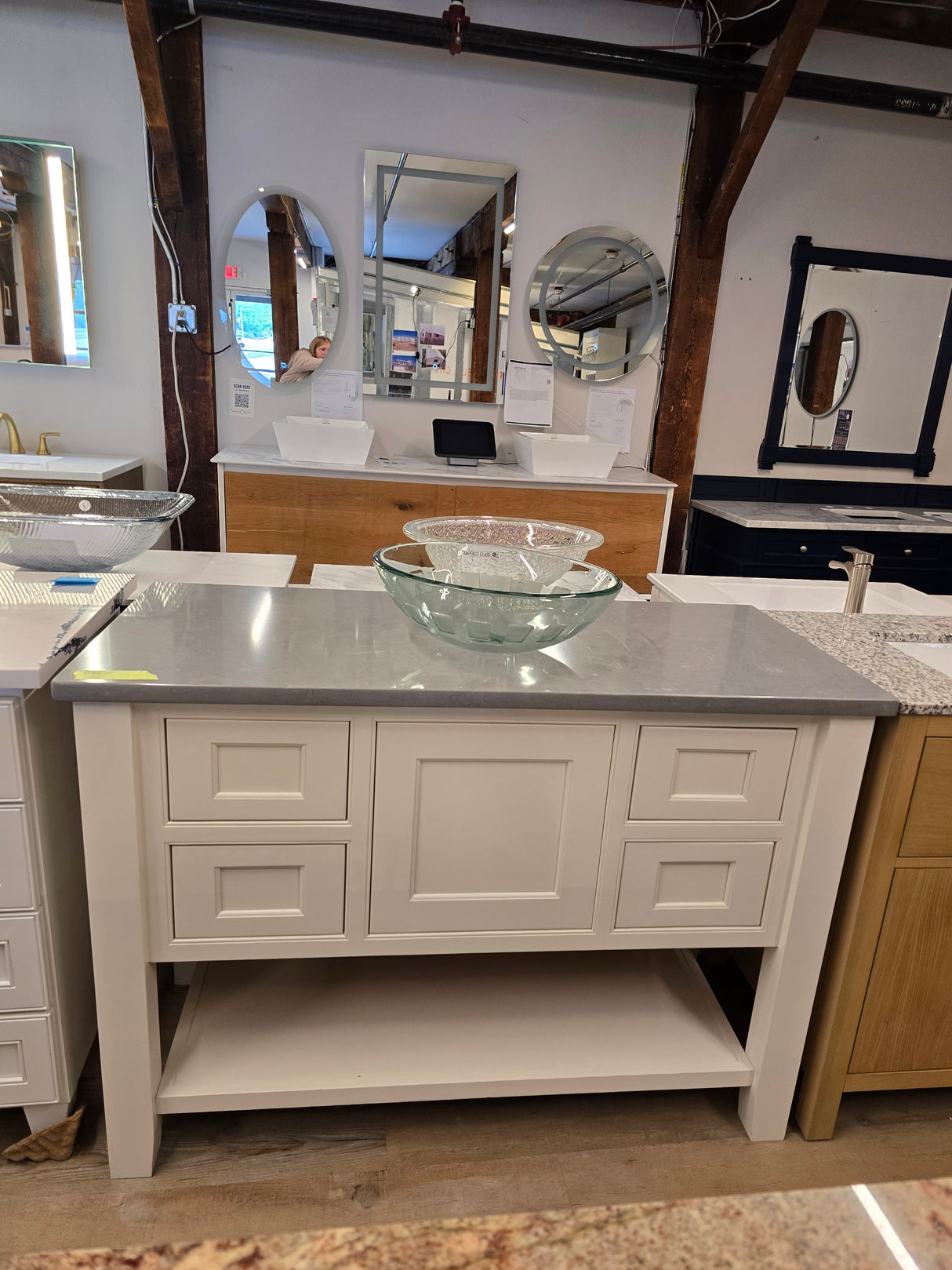 48" JSI Vanity with Custom Polished Grey Slate Countertop