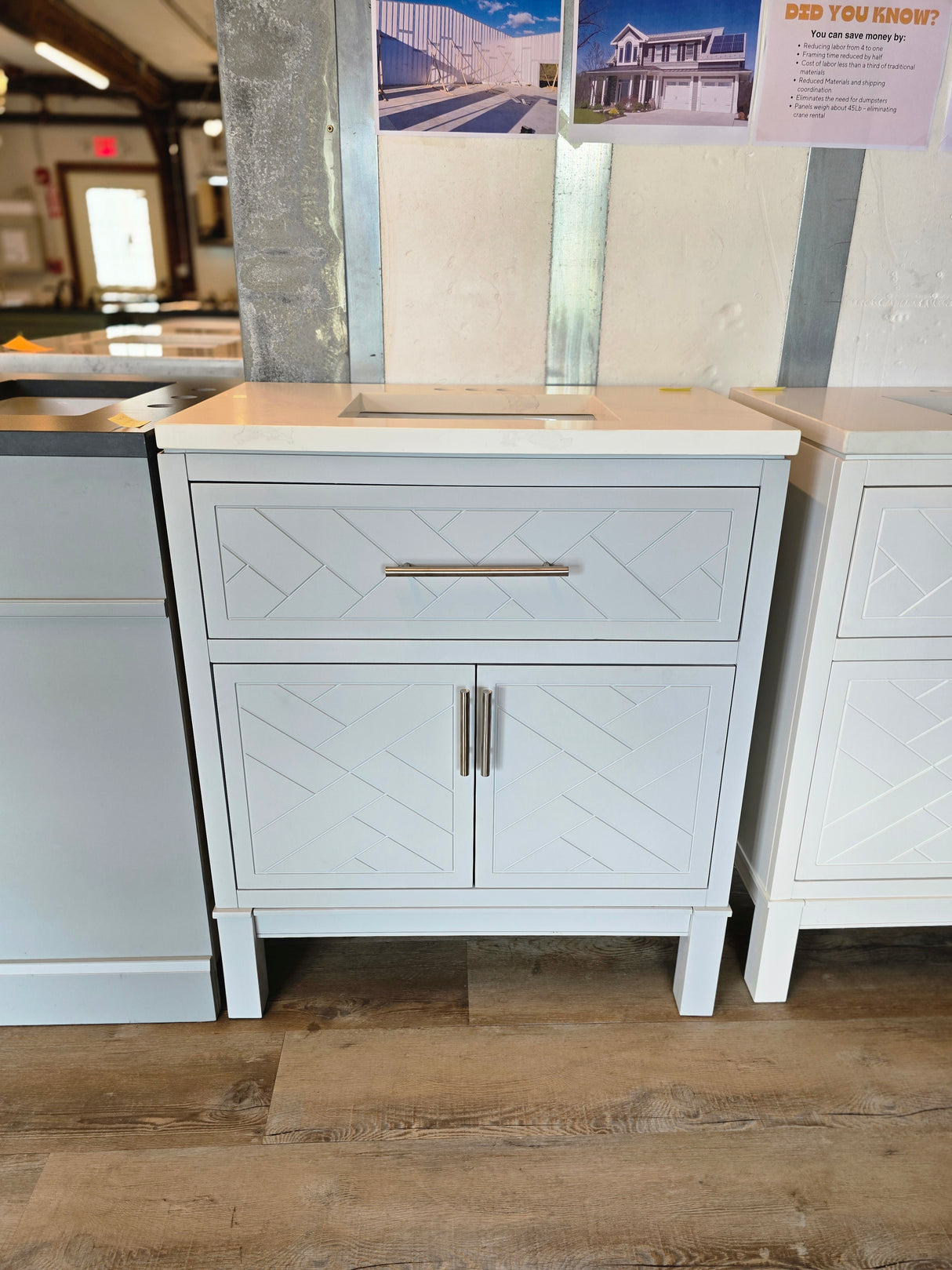 30" Grey Kohler Vanity with Custom Marble Top