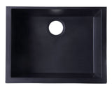 ALFI brand AB2420UM-BLA Black 24" Undermount Single Bowl Granite Composite Kitchen Sink