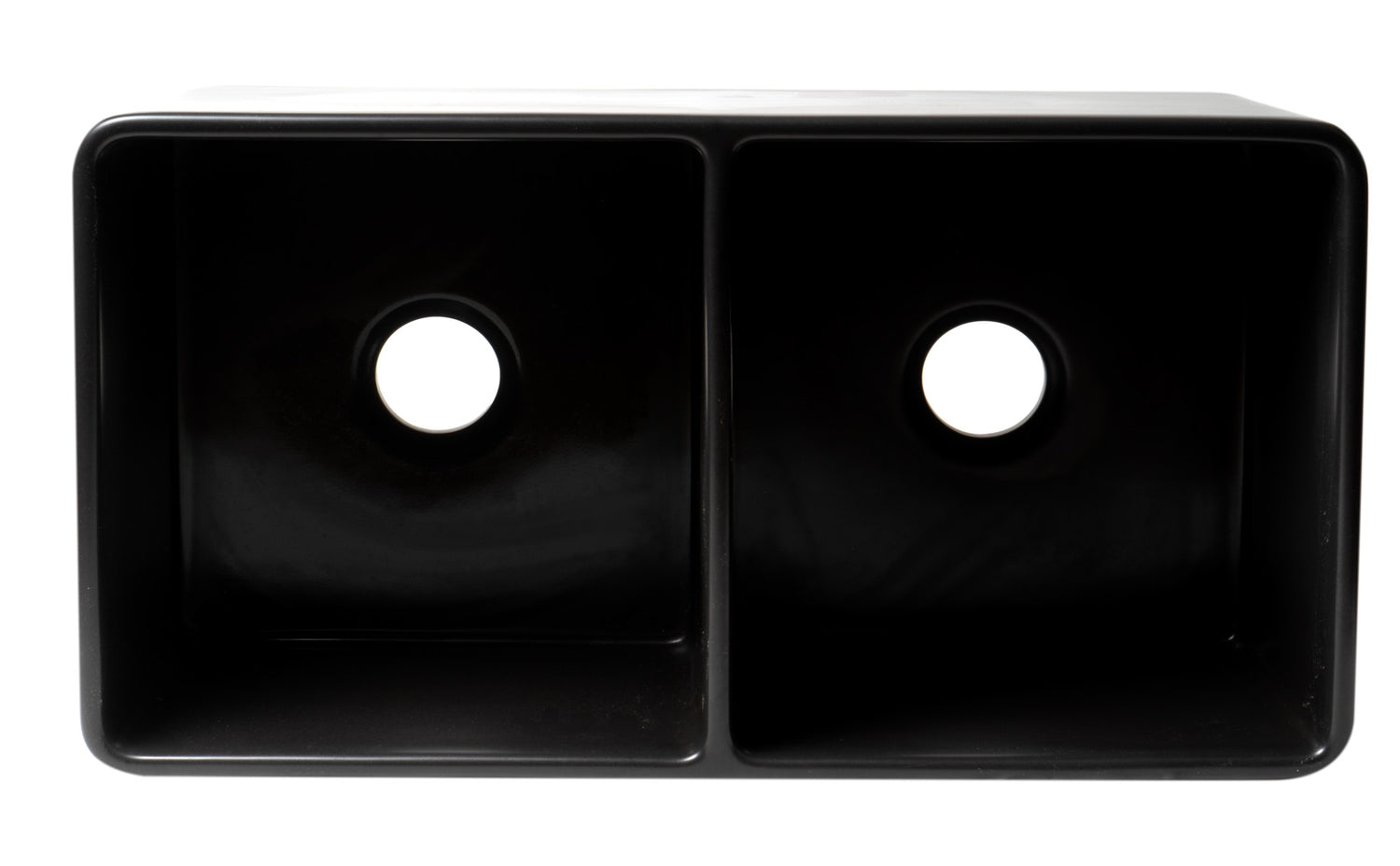 Black Matte Smooth Apron 33" x 18" Double Bowl Fireclay Farm Sink