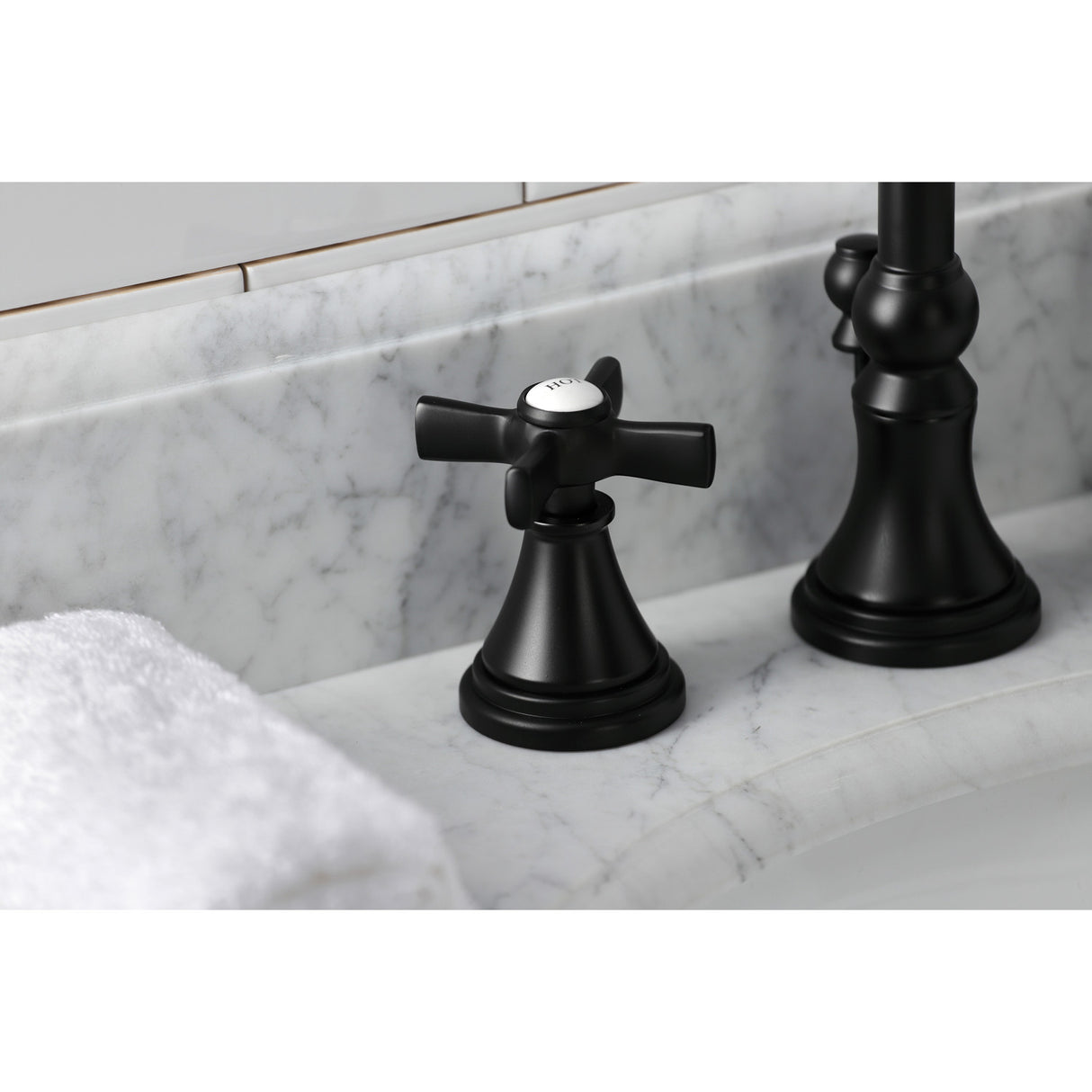 Kingston Brass KS2980ZX Millennium Widespread Bathroom Faucet with Brass Pop-Up, Matte Black
