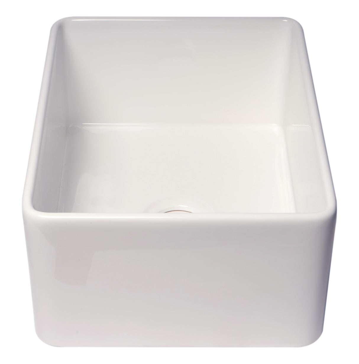 ALFI brand ABF2418 24" White Thin Wall Single Bowl Smooth Apron Fireclay Kitchen Farm Sink