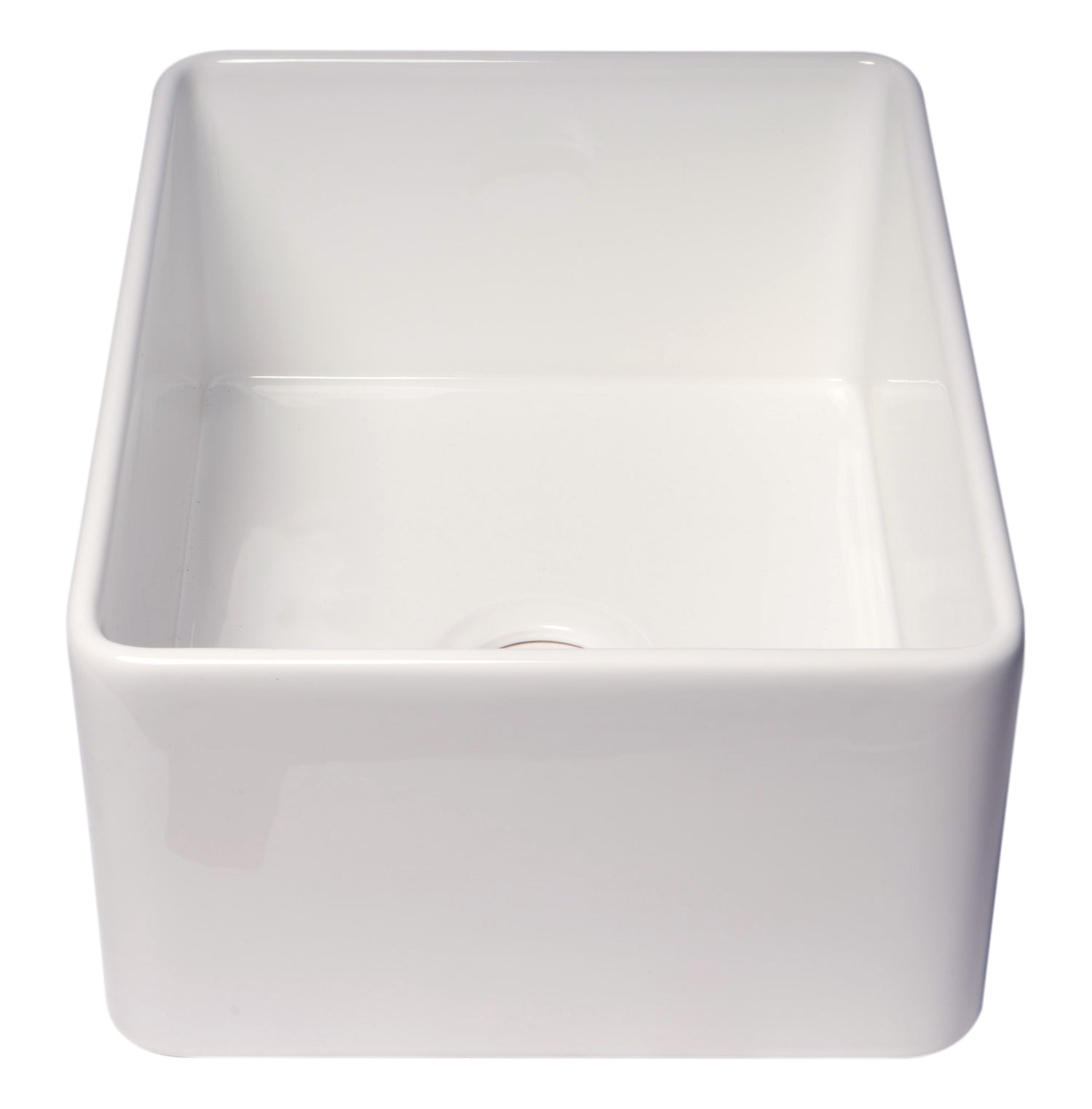 ALFI brand ABF2418 24" White Thin Wall Single Bowl Smooth Apron Fireclay Kitchen Farm Sink