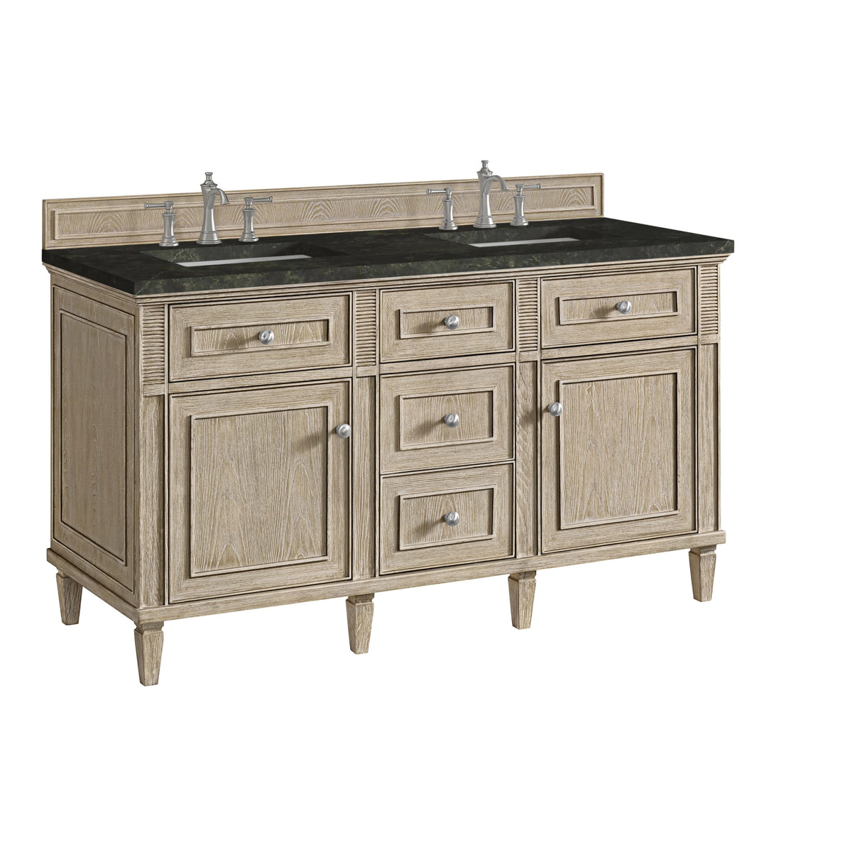 Lorelai 60" Double Vanity, Whitewashed Oak, w/ 3 CM Phantome Eclos Top