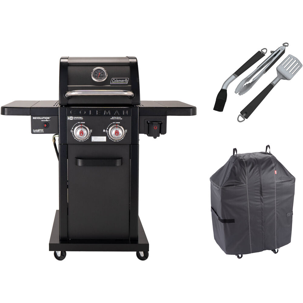 Coleman RV-201BBQ-3-KIT Coleman Revolution 2 Burner BBQ Grill w/Cover and 3 Pc Tool Set