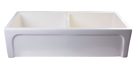 ALFI brand AB3918ARCH-B  39" Biscuit Arched Apron Thick Wall Fireclay Double Bowl Farm Sink