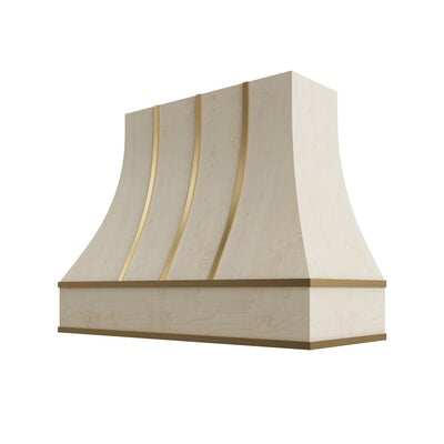 Raw Wood Curved Hood with Brass Strapping - 48" W x 36" H