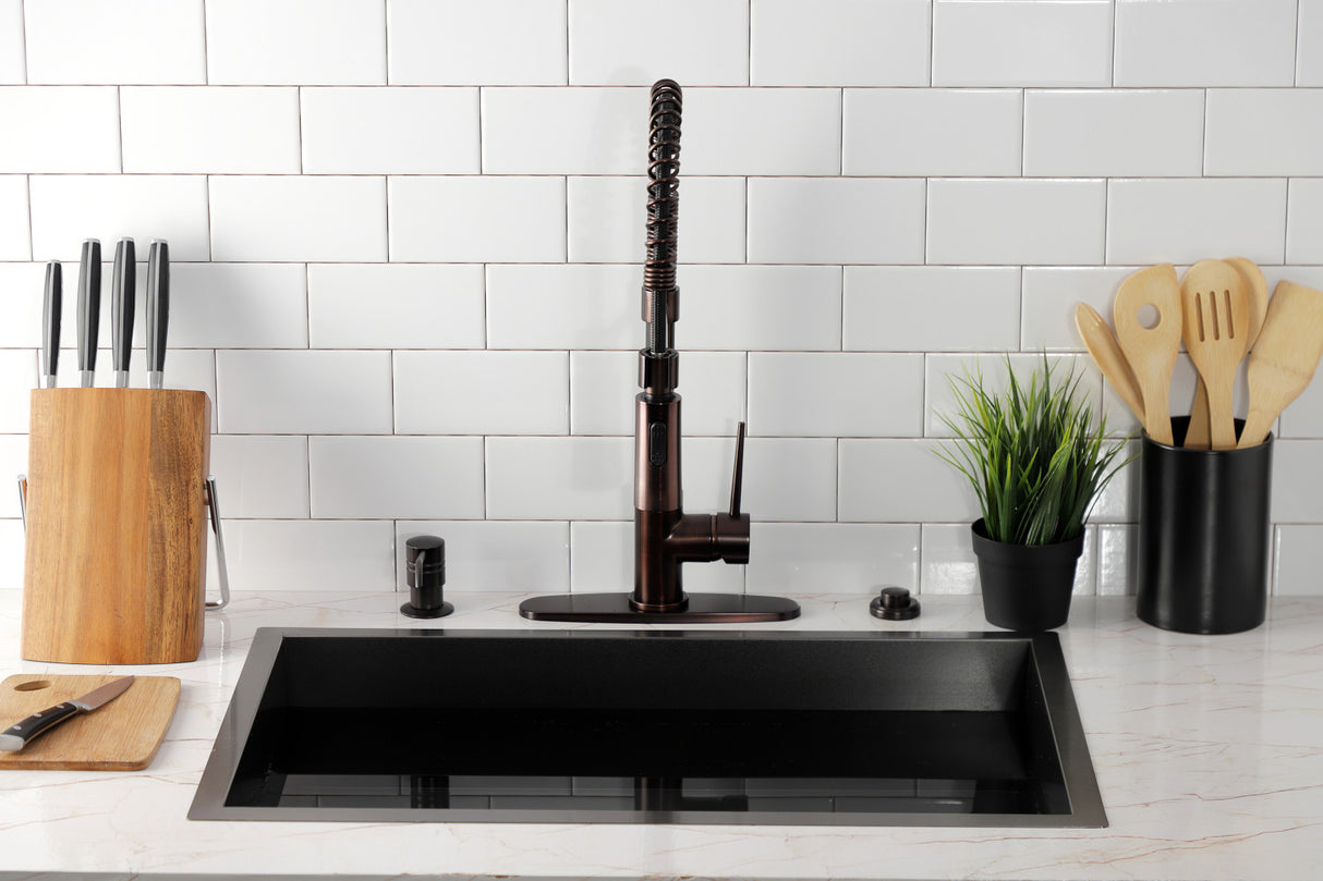 Gourmetier LS8775NYL New York Single-Handle Pre-Rinse Kitchen Faucet, Oil Rubbed Bronze