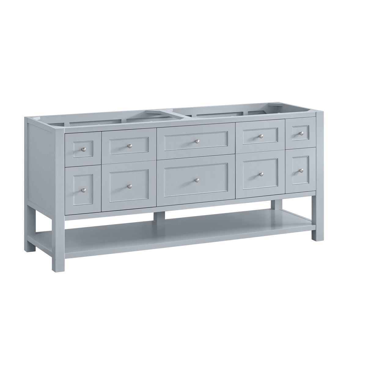 Breckenridge 72" Double Vanity, Serenity Blue, w/ 3 CM Siberian Silestone Top