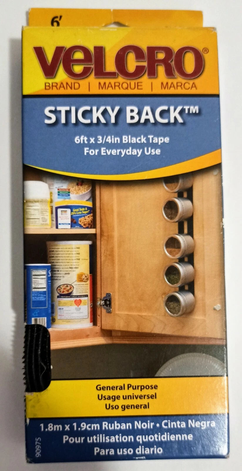Velcro Sticky Back 6ft x 3/4in Black Tape For Everyday Use