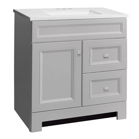 Home Decorators Collection Sedgewood 30.5 in. W x 18.75 in. D x 34.375 in. H Single Sink Bath Vanity in Dove Gray with Arctic Solid Surface Top PPLNKDVR30D