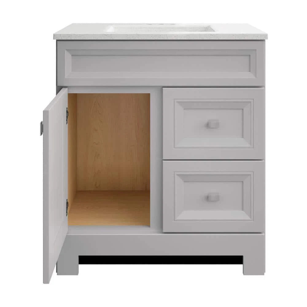 Home Decorators Collection Sedgewood 30.5 in. W x 18.75 in. D x 34.375 in. H Single Sink Bath Vanity in Dove Gray with Arctic Solid Surface Top PPLNKDVR30D
