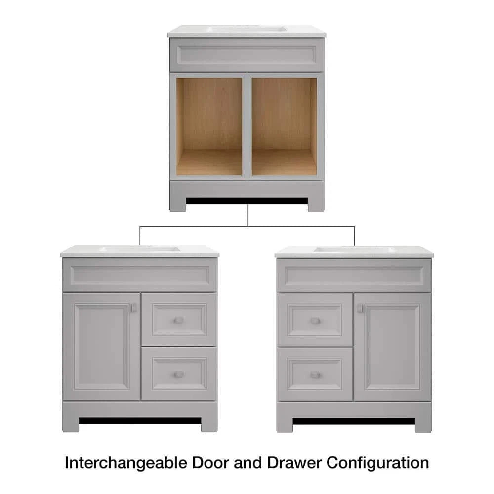 Home Decorators Collection Sedgewood 30.5 in. W x 18.75 in. D x 34.375 in. H Single Sink Bath Vanity in Dove Gray with Arctic Solid Surface Top PPLNKDVR30D