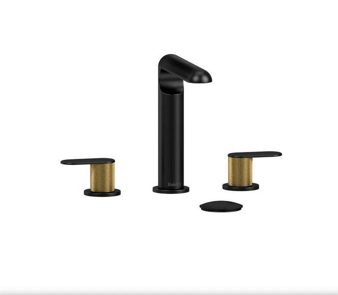 Riobel Ciclo CI08KNBKBG Faucet Handles – Black / Brushed Gold – Replacement Parts – 2 Pack