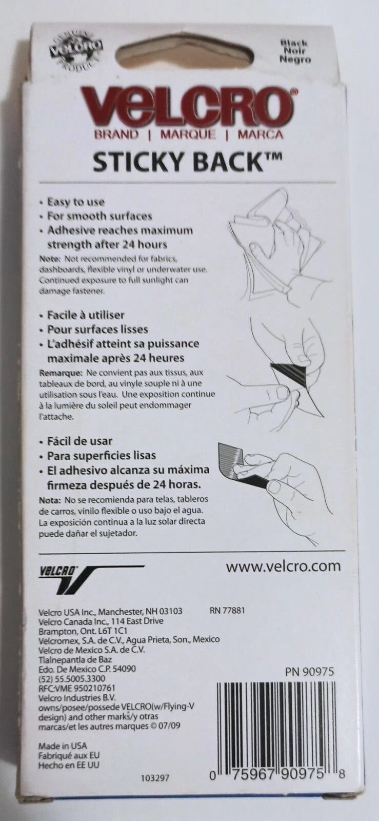 Velcro Sticky Back 6ft x 3/4in Black Tape For Everyday Use