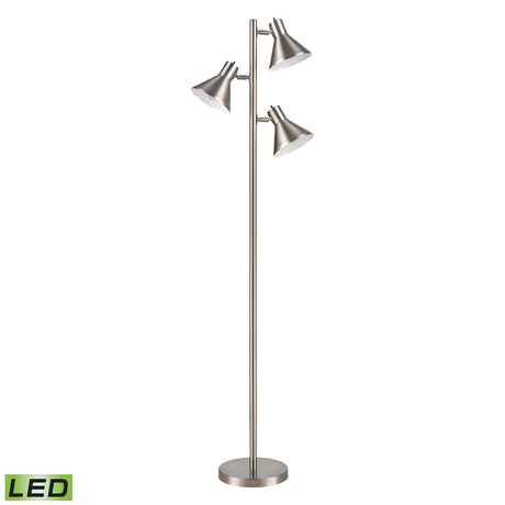 Elk S019-7279-LED Loman 65'' High 3-Light Floor Lamp - Satin Nickel - Includes LED Bulbs