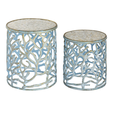 Elk S0805-9465/S2 Mabley Accent Table - Set of 2 Blue Brushed