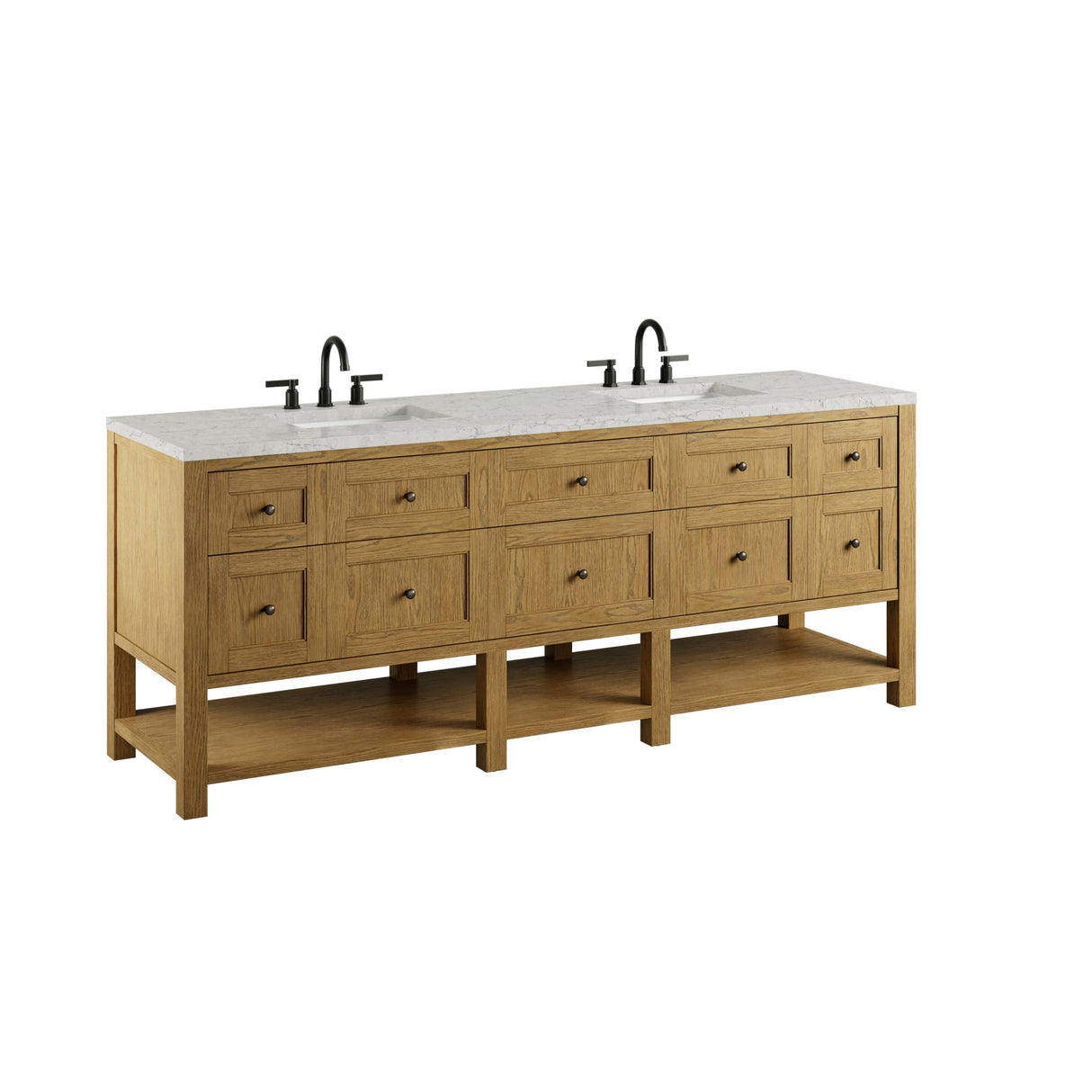 Breckenridge 84" Double Vanity, Light Natural Oak w/ 3 CM Eternal Jasmine Pearl Top