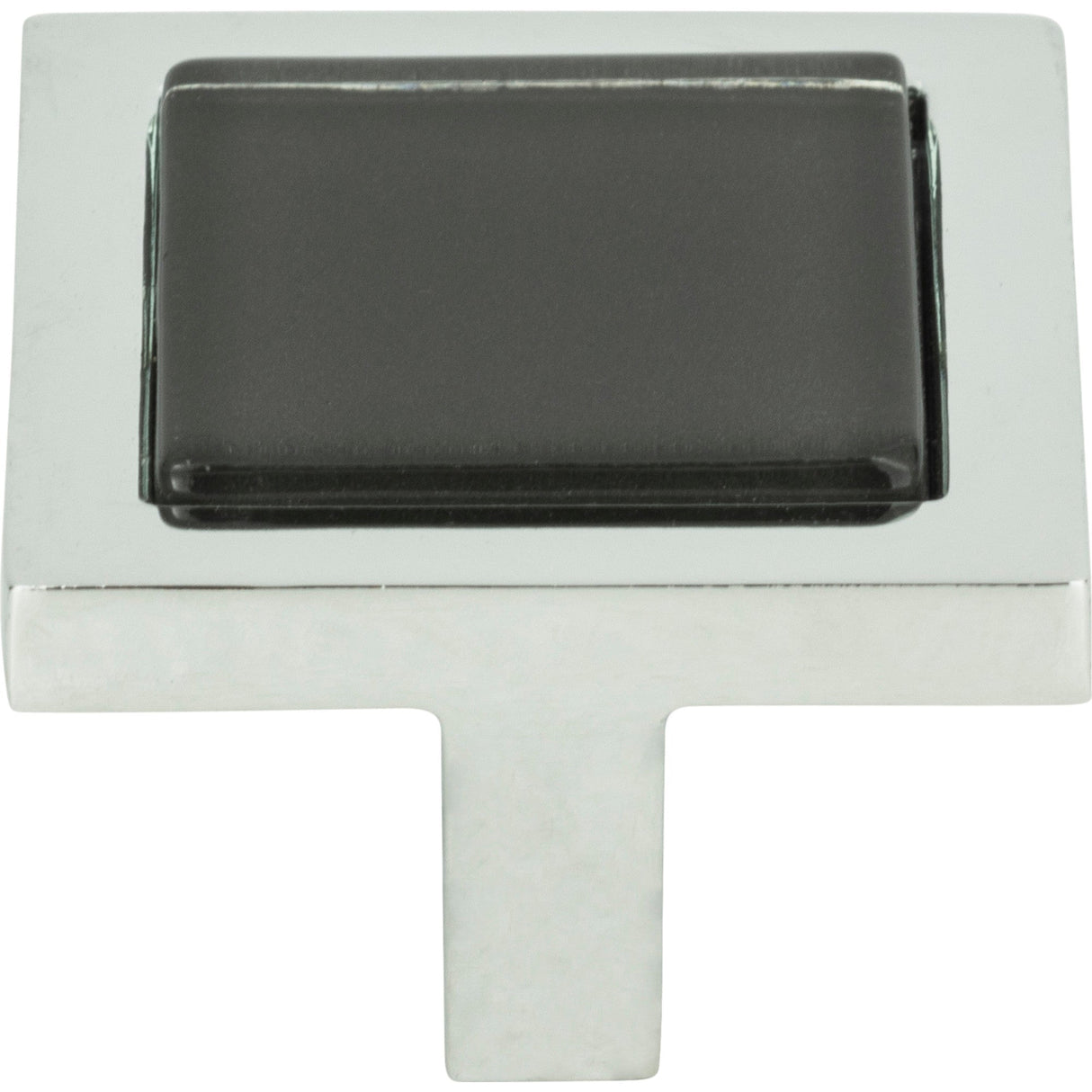Atlas Homewares Spa Black Square Knob 1 3/8 Inch Polished Chrome
