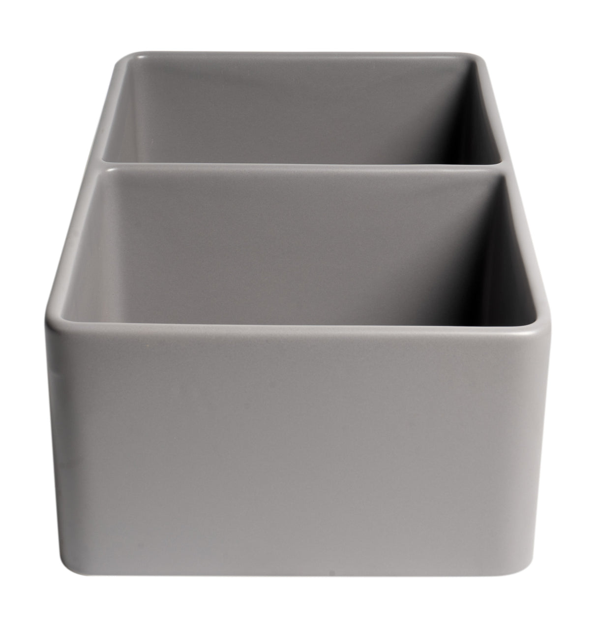 Gray Matte Smooth Apron 33" x 18" Double Bowl Fireclay Farm Sink