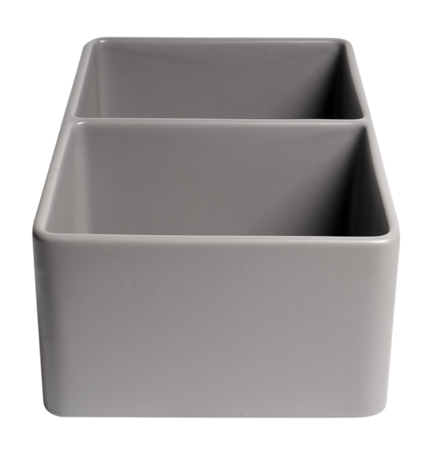 Gray Matte Smooth Apron 33" x 18" Double Bowl Fireclay Farm Sink