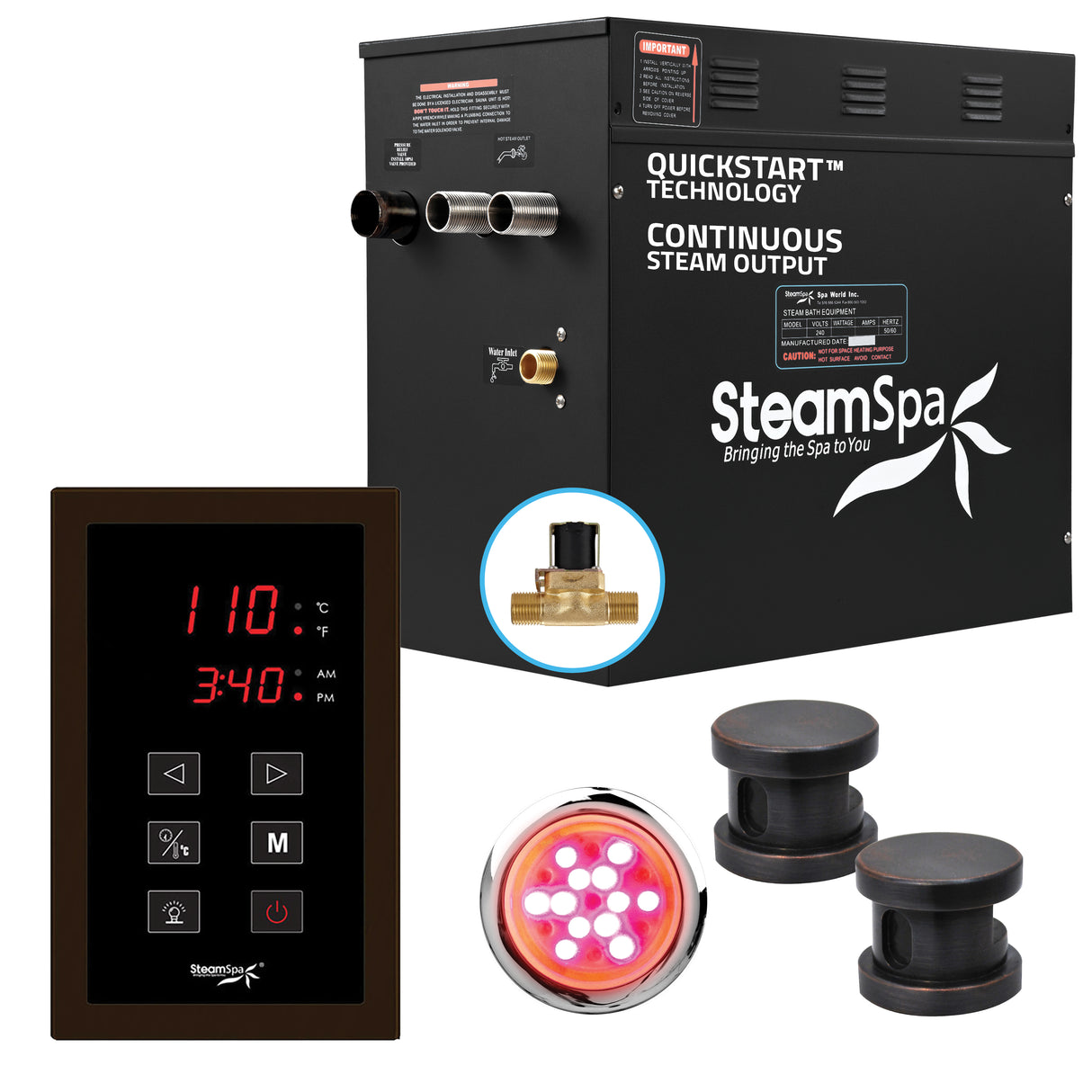 Raven Series 10.5kW QuickStart Steam Bath Generator Package in Oil Rubbed Bronze RVT1050ORB-A