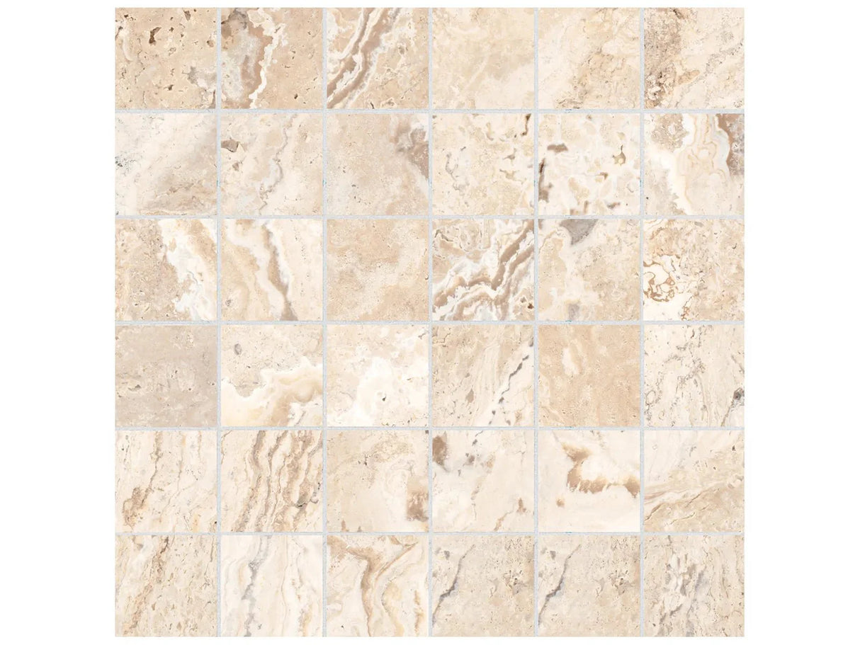 Anatolia Tile 2X2 Antico Matte Sand 36 Piece Porcelain Mosaics. 1 Sheet = .97 Sq. Ft. 4501-0009-0 (63-464) Sand 2x2 - premium natural stone mosaic tile from Anatolia Tile, available at PoshHaus showroom in Keene, NH