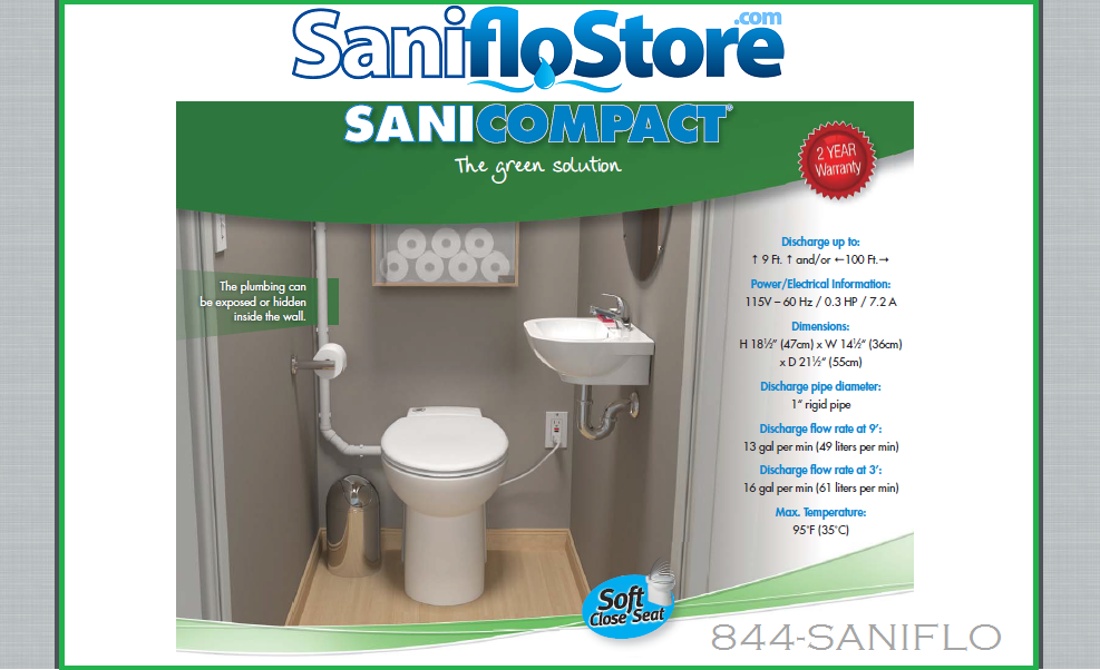 Saniflo Sanicompact C4 One-Piece UpFlush Toilet and Macerator