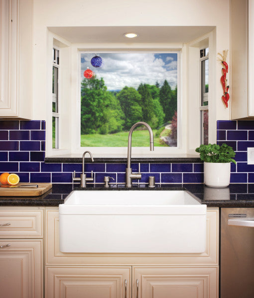 ALFI brand AB511-W White 30" Decorative Lip Apron Single Bowl Fireclay Farmhouse Kitchen Sink