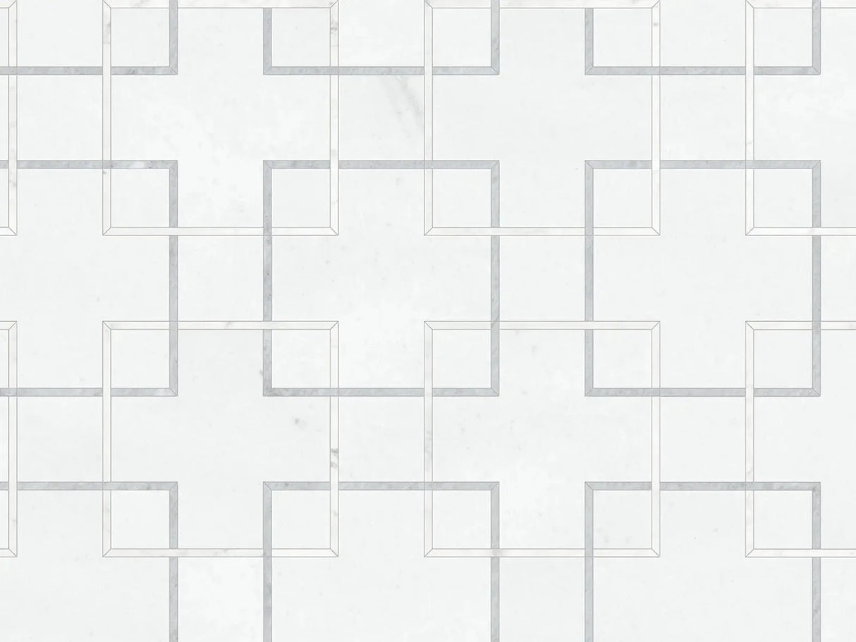 Anatolia Tile Utopio Schema Dove Honed Natural Stone Waterjet Mosaic 5001-0378-0 Schema Dove - premium natural stone mosaic tile from Anatolia Tile, available at PoshHaus showroom in Keene, NH