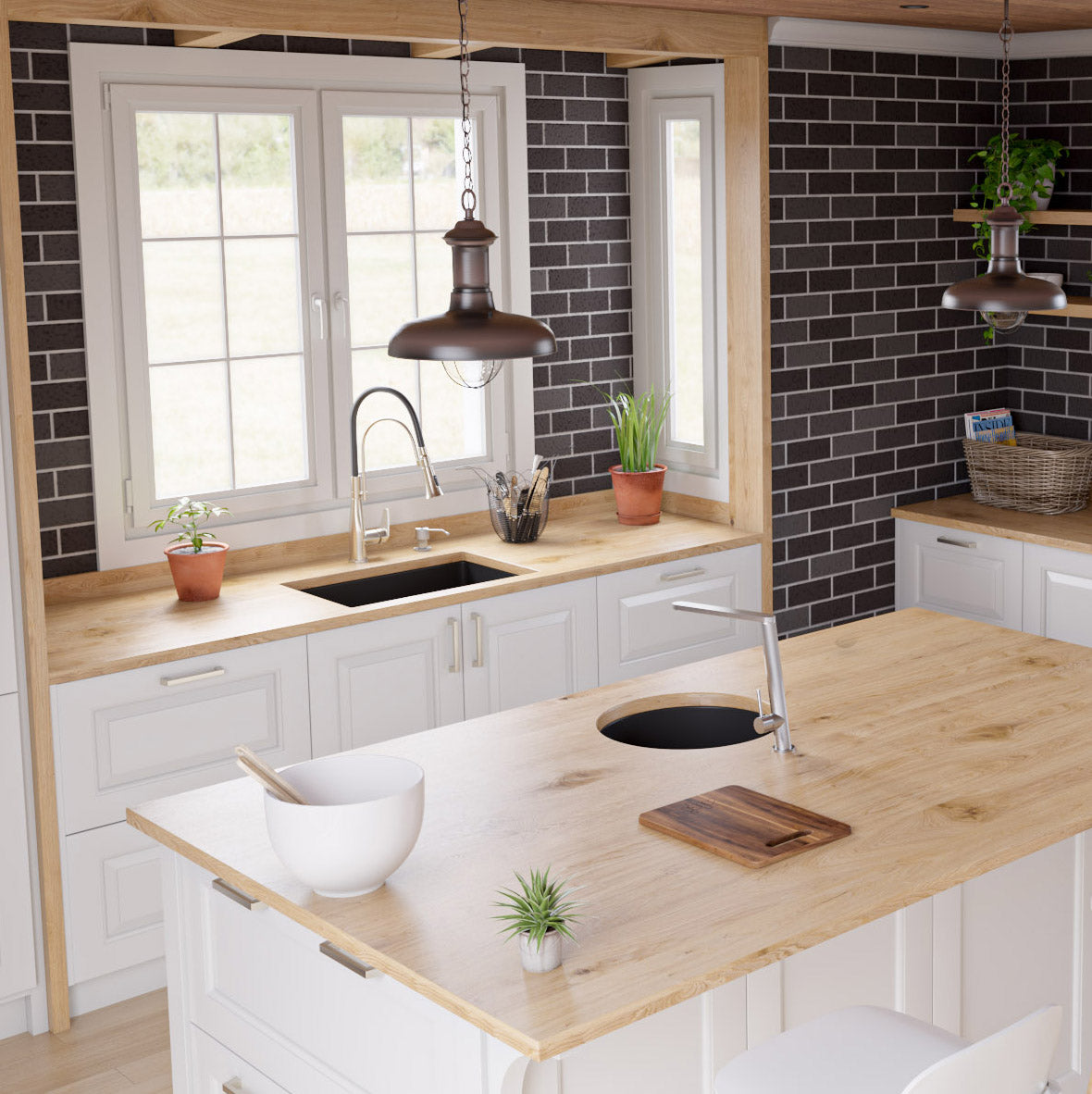 Black Matte 27" x 18" Fireclay Undermount / Drop In Firelcay Kitchen Sink