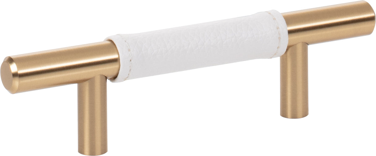Atlas Homewares Zanzibar White Leather Pull 3 Inch (c-c) Warm Brass