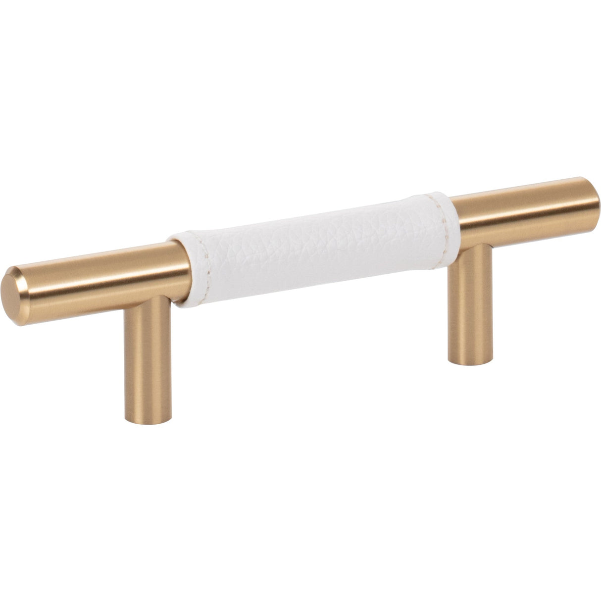 Atlas Homewares Zanzibar White Leather Pull 3 Inch (c-c) Warm Brass