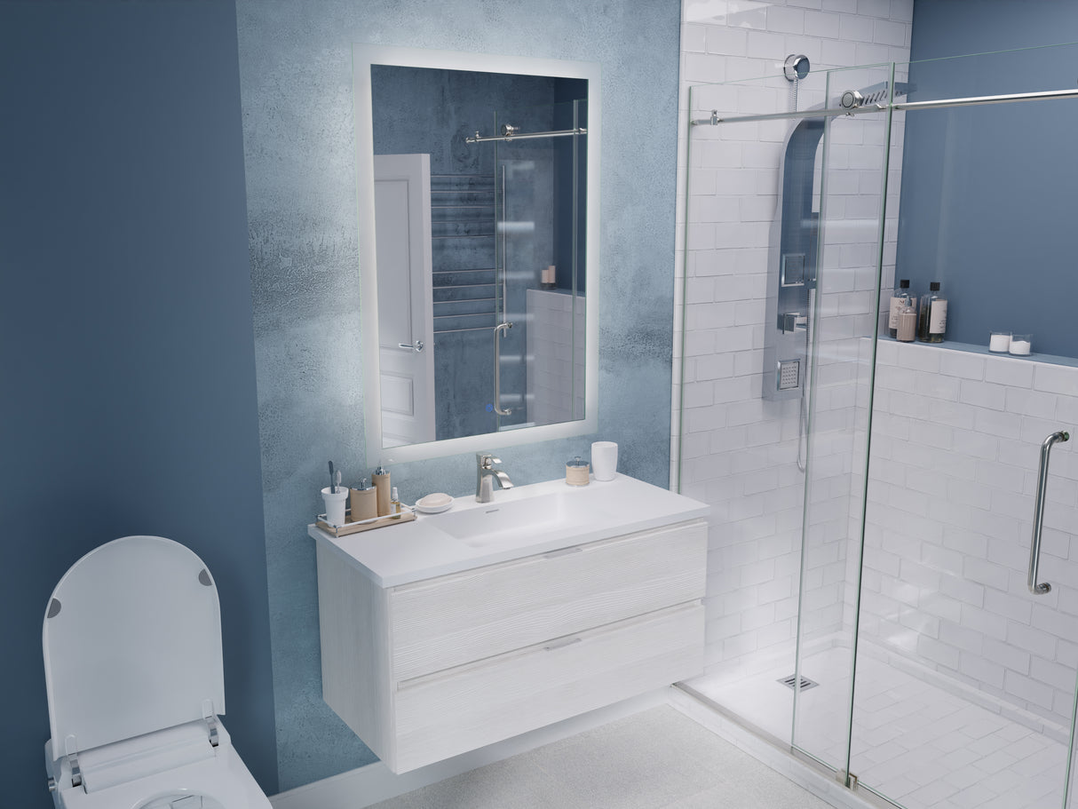 ANZZI VT-CT39-WH Conques 39 in W x 20 in H x 18 in D Bath Vanity in Rich White with Cultured Marble Vanity Top in White with White Basin