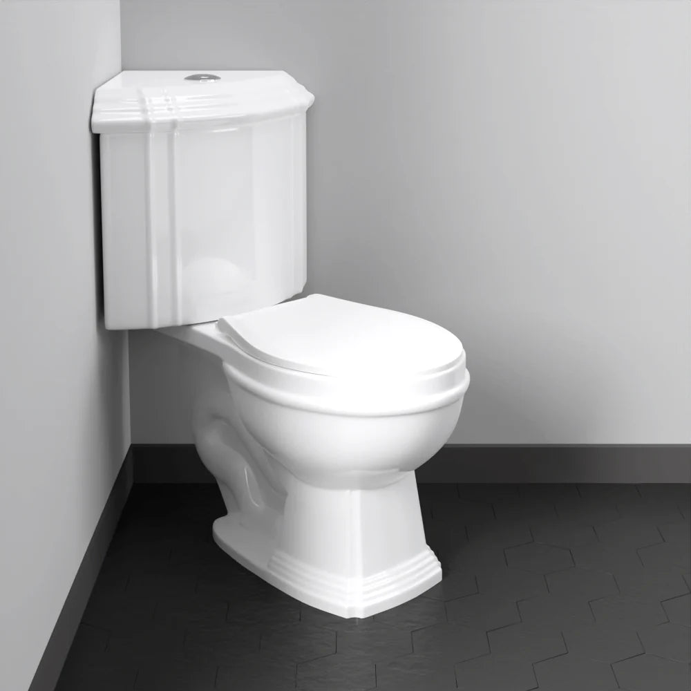 New England Home Goods - Far Harbor Corner-Fit Comfort Height Dual-Flush Toilet - Corner Toilet