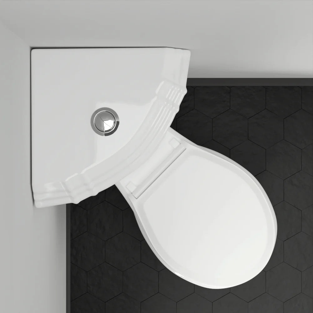 New England Home Goods - Far Harbor Corner-Fit Comfort Height Dual-Flush Toilet - Corner Toilet