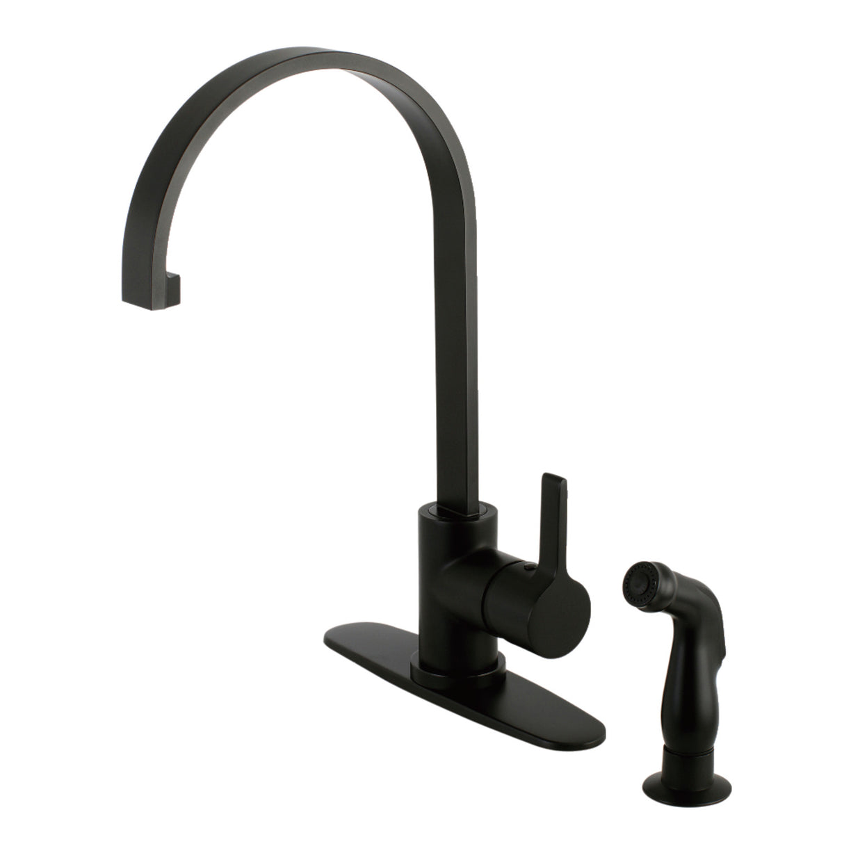 Gourmetier LS8710CTLSP Continental Single-Handle Kitchen Faucet with Side Sprayer, Matte Black