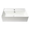 ALFI brand ABC901-W White 24" Modern Rectangular Above Mount Ceramic Sink with Faucet Hole