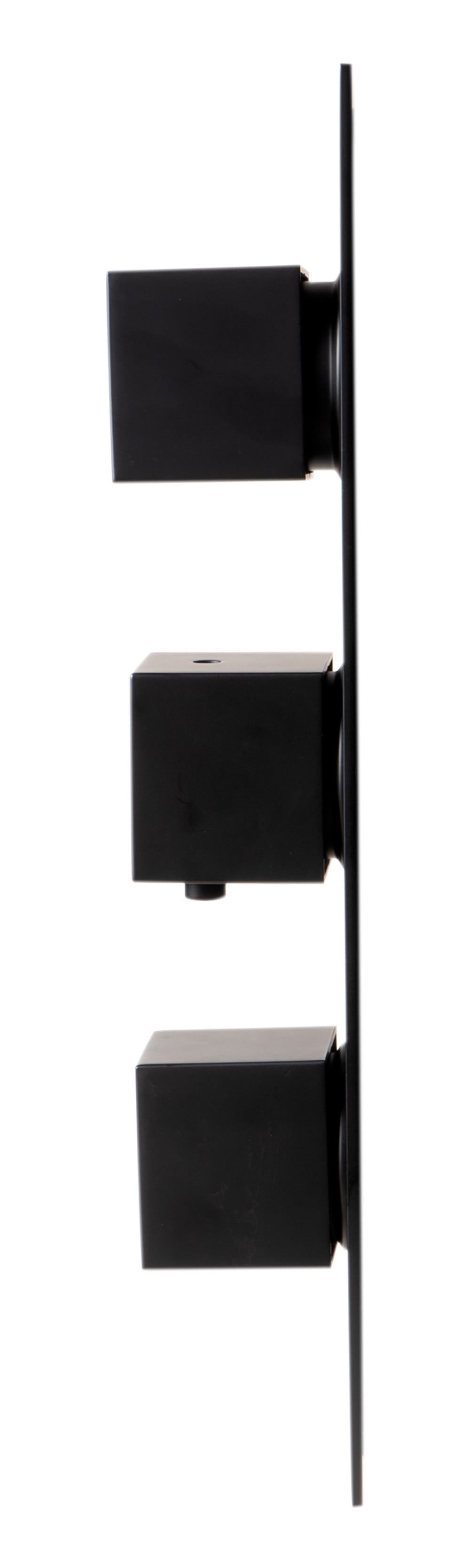 Black Matte 3-Way Thermostatic Valve Shower Mixer Square Knobs