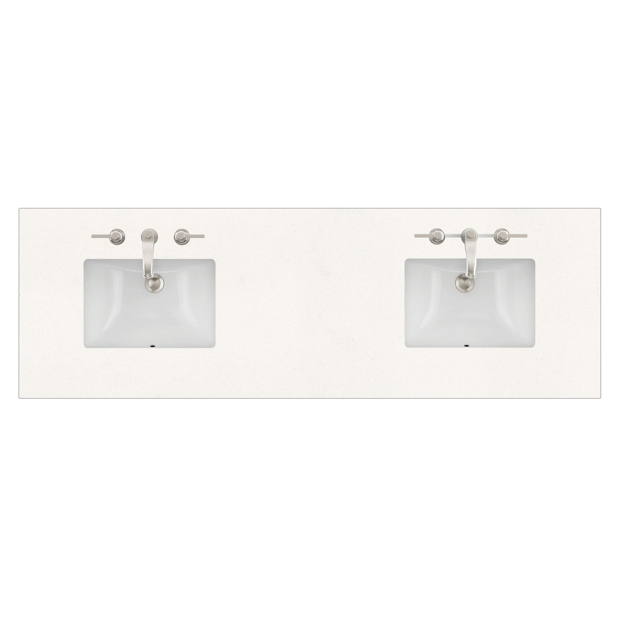 72" Double Top, 3 CM White Zeus Quartz w/ Sink