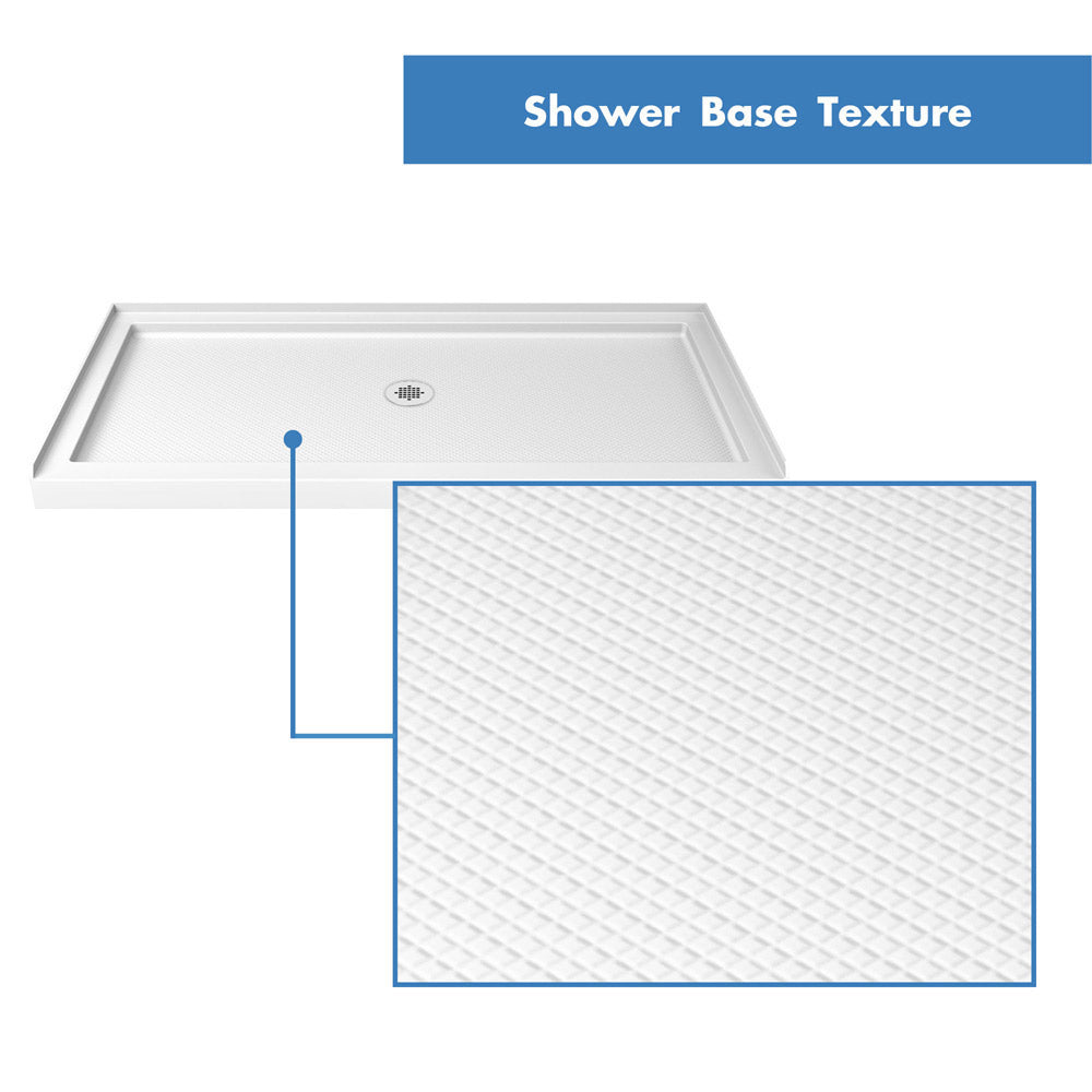 DreamLine 34 in. D x 60 in. W x 76 3/4 in. H Center Drain Acrylic Shower Base and QWALL-5 Wall Kit In White