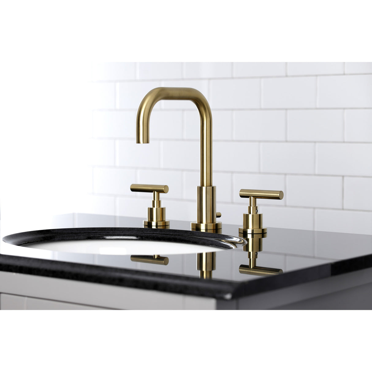 Kingston Brass FSC8933CML Manhattan Widespread Bathroom Faucet with Brass Pop-Up, Brushed Brass