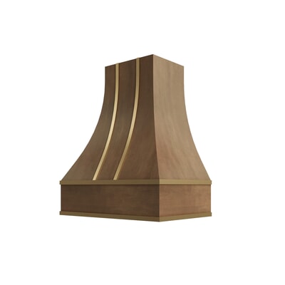 Shaker Kodiak Curved Hood with Brass Strapping - 30" W x 30" H