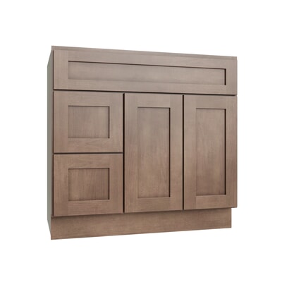 Shaker Kodiak Vanity Sink Base Left Drawer Stacking Cabinet - 36" W