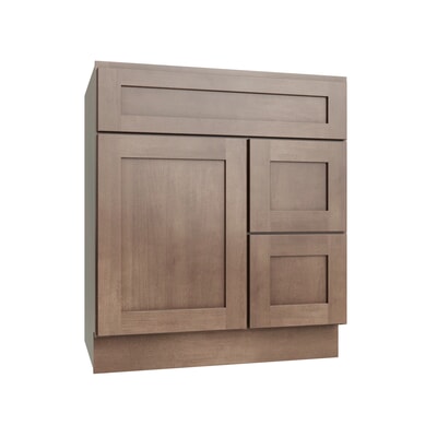 Shaker Kodiak Vanity Sink Base Right Drawer Stacking Cabinet - 30" W