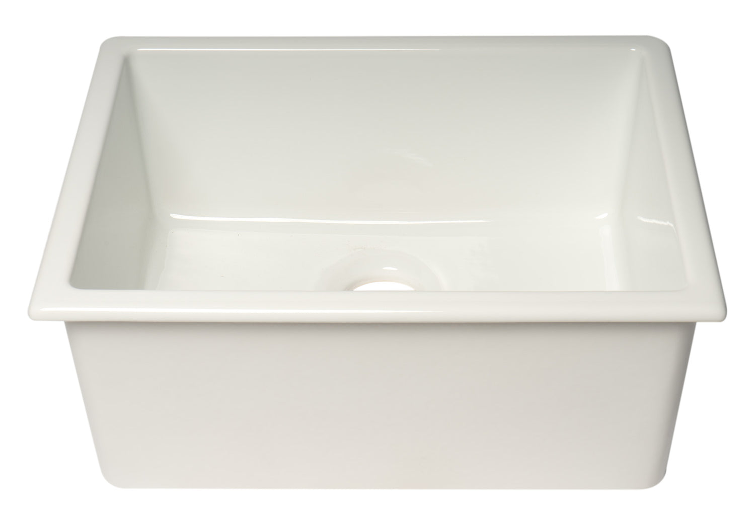 ALFI brand AB2418UD 24" White Undermount / Drop In Fireclay Kitchen Sink