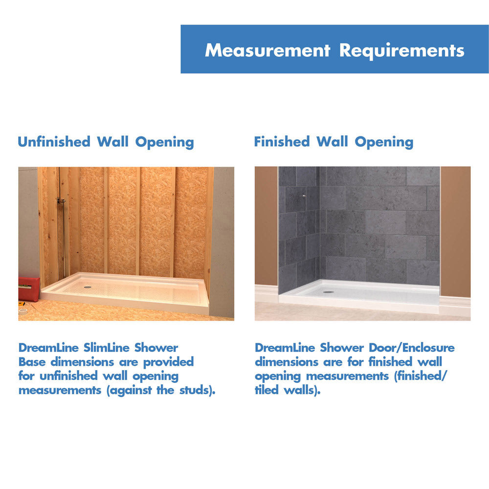 DreamLine SlimLine 32 in. D x 60 in. W x 2 3/4 in. H Center Drain Single Threshold Shower Base in White