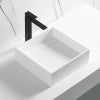 14" Square White Matte Solid Surface Resin Sink