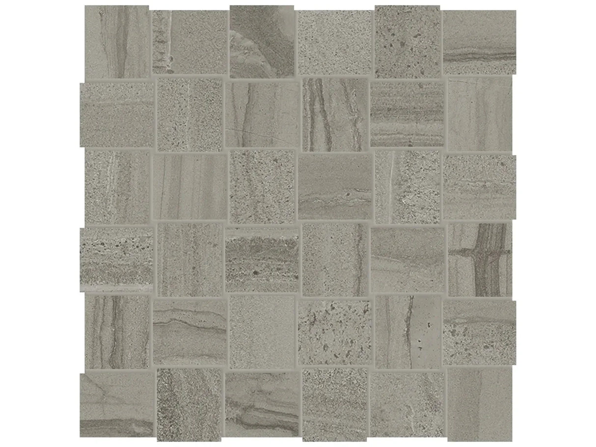 Anatolia Tile 2X2 Basketweave Amelia Matte Smoke 36 Piece Porcelain Mosaics. 1 Sheet = .97 Sq. Ft. 4501-0004-0 (69-074) Smoke Basketweave 2x2 - premium natural stone mosaic tile from Anatolia Tile, available at PoshHaus showroom in Keene, NH