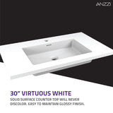 ANZZI VT-MRSCCT30-GY 30 in. W x 20 in. H x 18 in. D Bath Vanity Set in Rich Gray with Vanity Top in White with White Basin and Mirror